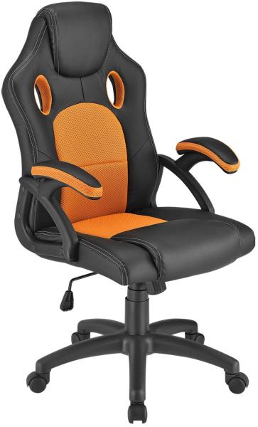 Juskys Racing Schreibtischstuhl Montreal (orange) ergonomisch, höhenverstellbar & gepolstert, bis 120 kg - Bürostuhl Drehstuhl PC Gaming Stuhl