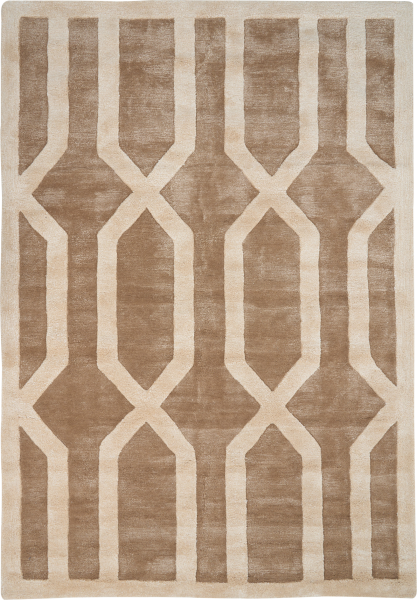 Teppich Viskose braun hellbeige 160 x 230 cm geometrisches Muster Kurzflor MAHRIN