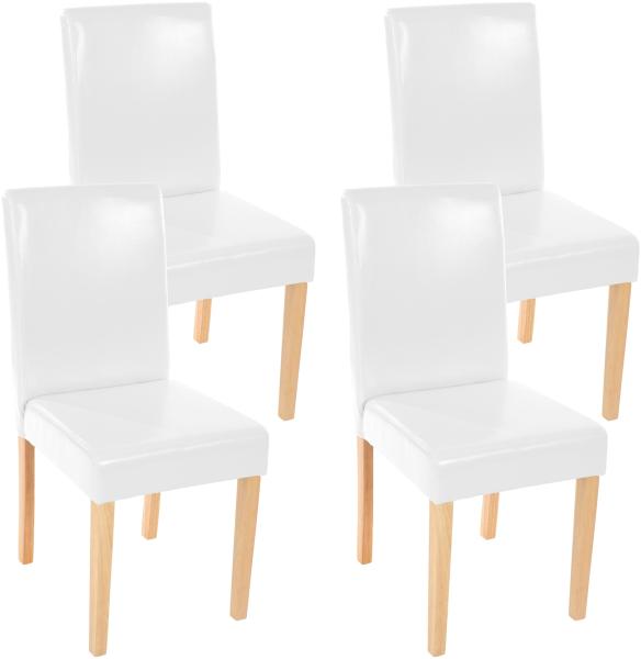 4er-Set Esszimmerstuhl Stuhl Küchenstuhl Littau ~ Leder, weiß helle Beine