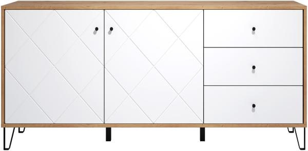 Sideboard Touch in weiß matt und Eiche Artisan 183 cm