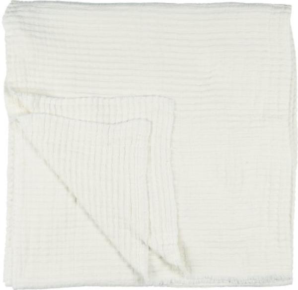 Ib Laursen Bettdecke Single gerippt weiße Vorder- und Rückseite mit Kantha-Stickerei (150x220cm) 6882-11