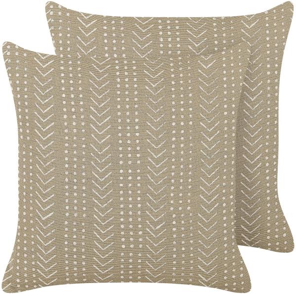 Dekokissen geometrisches Muster Baumwolle taupe 45 x 45 cm 2er Set SENECIO