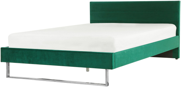 Polsterbett 'BELLOU' aus Samtstoff mit Lattenrost Grün 180x200cm
