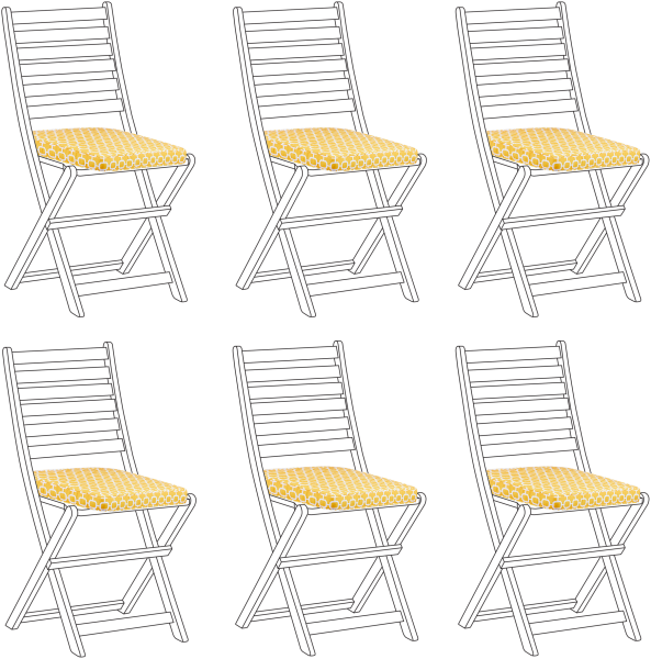 Sitzkissen für Stuhl TOLVE 6er Set gelb weiß geometrisches Muster 31 x 39 x 5 cm