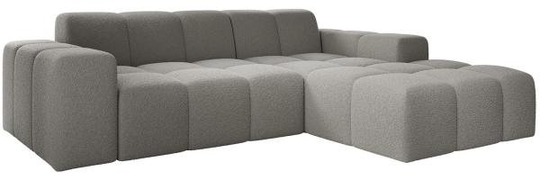 Juskys Sofa Merano Rechts - Ecksofa 3 Sitzer, Wohnzimmer Couch, in L Form, kleine Eckcouch, mit Ottomane, 245 cm breit - Boucle-Gewebe, Grau