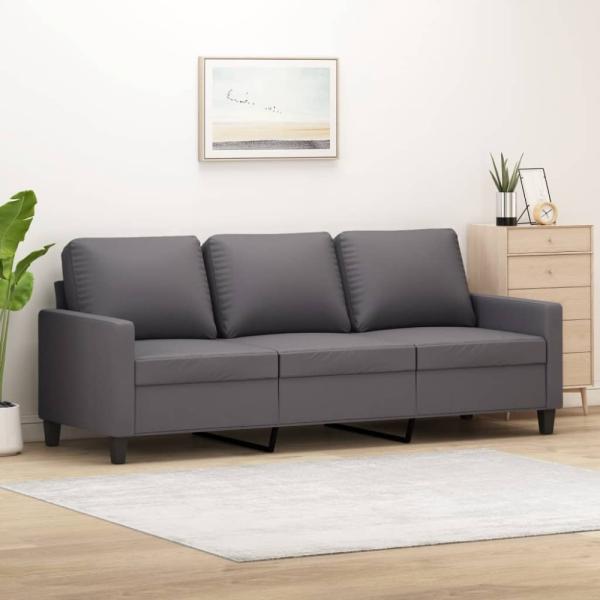 vidaXL 3-Sitzer-Sofa Grau 180 cm Kunstleder