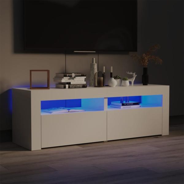 vidaXL TV-Schrank mit LED-Leuchten Hochglanz-Weiß 120x35x40 cm, Mit Beleuchtung [804361]