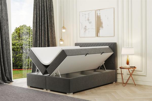 Boxspringbett Schlafzimmerbett DUSTY 120x200cm in Stoff Riviera Dunkelblau Bild 2