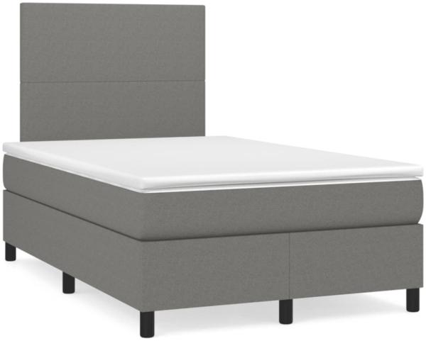 vidaXL Boxspringbett mit Matratze & LED Dunkelgrau 120x190 cm Stoff