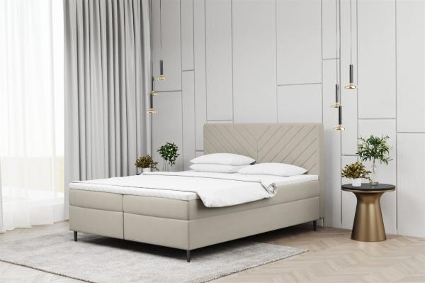 Boxspringbett Schlafzimmerbett BONITA 200x200cm in Stoff Matt Velvet Creme