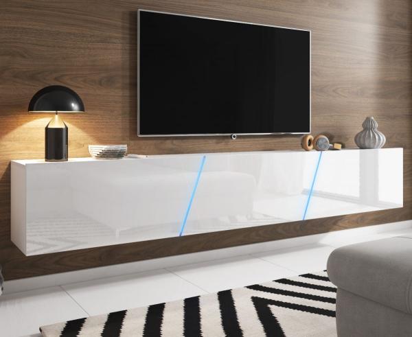 TV Lowboard 'Space' mit LED-Beleuchtung, weiß Hochglanz, 240 x 35 x 40 cm