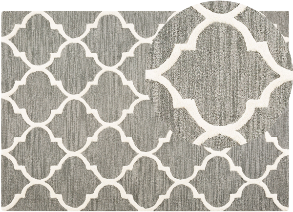 Teppich grau 160 x 230 cm marokkanisches Muster Kurzflor YALOVA