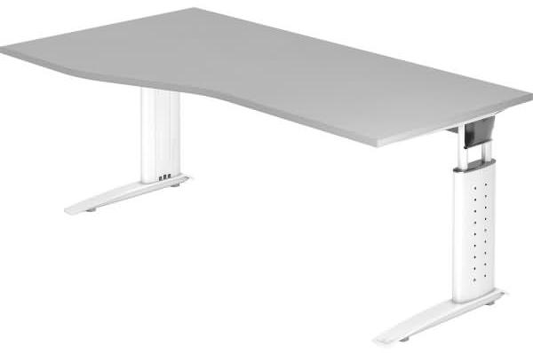 Schreibtisch US18 C-Fuß 180x100 / 80cm Grau Gestellfarbe: Weiß