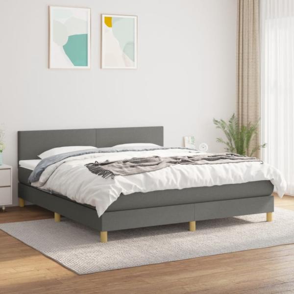 vidaXL Boxspringbett mit Matratze Dunkelgrau 180x200 cm Stoff 3140474