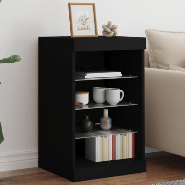 vidaXL Sideboard mit LED-Leuchten Schwarz 41x37x67 cm