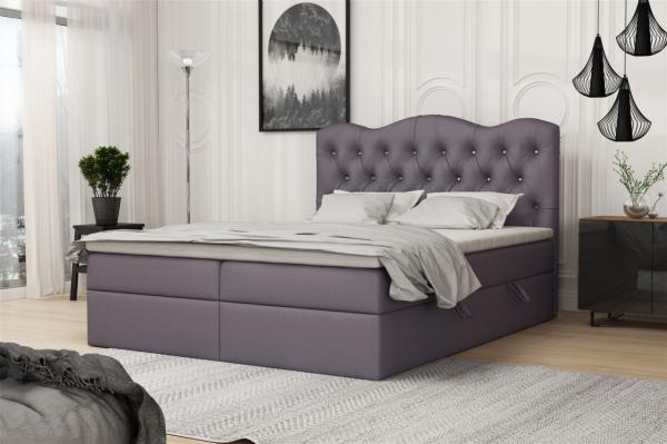 Boxspringbett Schlafzimmerbett LODOS 180x200cm Kunstleder Soft Anthrazit