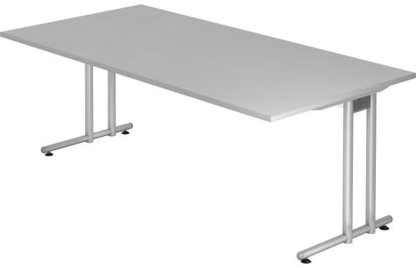 Schreibtisch NS2E C-Fuß 200x100cm Grau Gestellfarbe: Silber