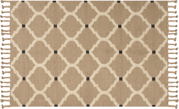 Teppich Jute beige 160 x 230 cm geometrisches Muster Kurzflor ORENCIK