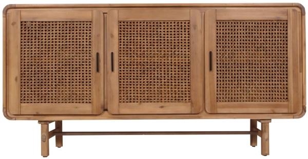 Sideboard HWC-M47, Schrank Kommode Anrichte, Staufächer, Rattan Akazie Massiv-Holz gebeizt 82x160x45cm 38kg Bild 4