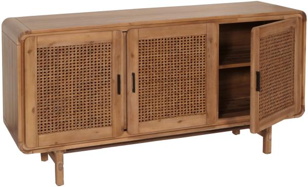 Sideboard HWC-M47, Schrank Kommode Anrichte, Staufächer, Rattan Akazie Massiv-Holz gebeizt 82x160x45cm 38kg Bild 8