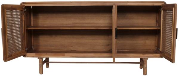 Sideboard HWC-M47, Schrank Kommode Anrichte, Staufächer, Rattan Akazie Massiv-Holz gebeizt 82x160x45cm 38kg Bild 7