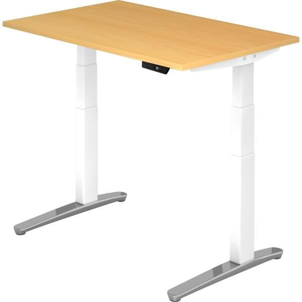 'XBHM12' Sitz-Steh-Schreibtisch elektrisch 120x80cm Buche Weiß, poliert