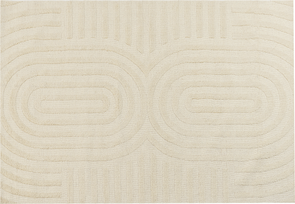 Teppich Wolle hellbeige 160 x 230 cm Streifenmuster MASTUNG