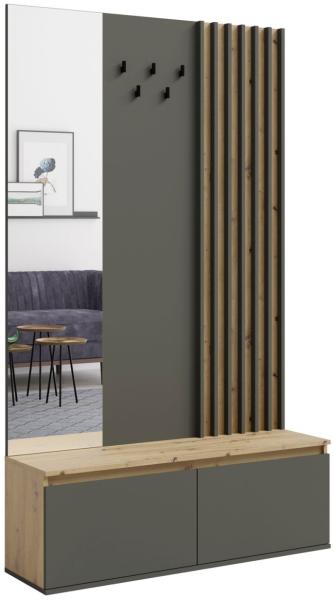 Flurgarerobe Doris Garderobe 120x34x202cm Artisan Eiche graphitgrau Spiegel