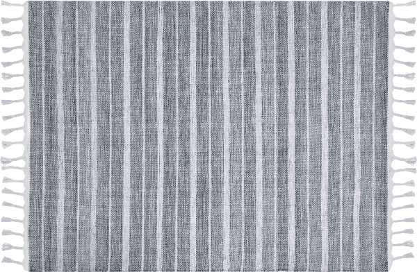 Outdoor Teppich hellgrau weiß 160 x 230 cm Streifenmuster Kurzflor BADEMLI