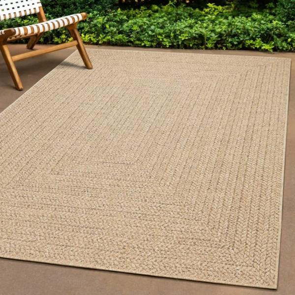 vidaXL Teppich 200x290 cm Jute-Optik Innen und Außen