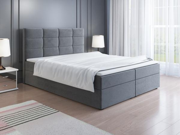 Boxspringbett Schlafzimmerbett ARNAU 180x200cm in Stoff Alcantara Grau