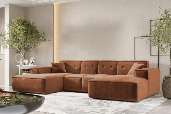 Wohnlandschaft Sofa U-Form CESINA XS in Stoff Perfect Harmony Rostbraun