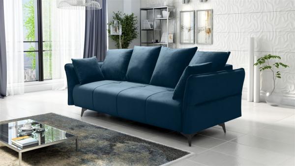 Schlafsofa Sofa 3-Sitzer SADIE Stoff Element Dunkelblau