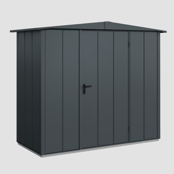 Hörmann Ecostar Aktionsangebot Metall-Gerätehaus Elegant mit Satteldach Typ 1, 108 x 238 cm , anthrazitgrau, 2,6 m²,1-flüglige Tür