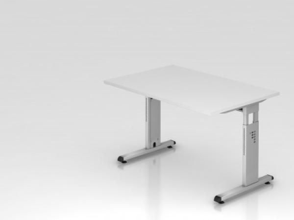 Schreibtisch OS12 C-Fuß 120x80cm Weiß Gestellfarbe: Silber