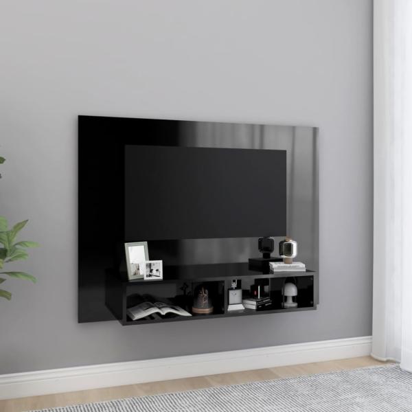 TV-Wandschrank Hochglanz-Schwarz 120x23,5x90 cm Spanplatte [808276]