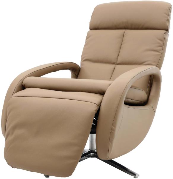 Relaxsessel HWC-L11, Design Fernsehsessel TV-Sessel Liegesessel, Liegefunktion drehbar, Voll-Leder ~ taupe