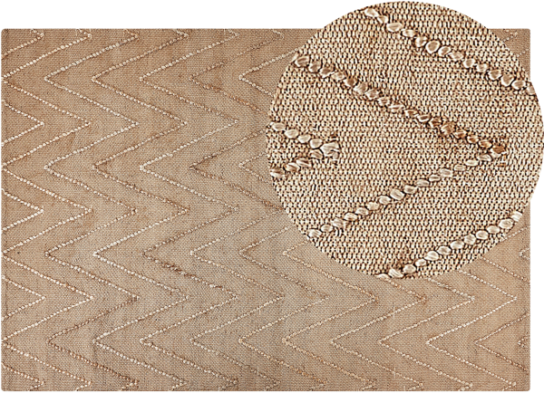 Teppich Jute beige geometrisches Muster 140 x 200 cm Kurzflor DADAY