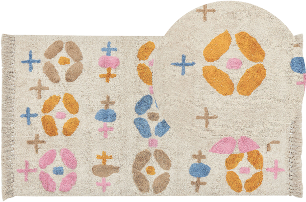 Teppich Baumwolle mehrfarbig 80 x 150 cm geometrisches Muster Kurzflor DARAN