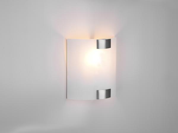 Flache LED Wandleuchte mit Glas Lampenschirm Weiß & Silber, 20 x 20cm