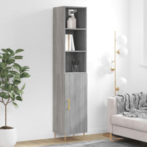 Highboard Grau Sonoma 34,5x34x180 cm Holzwerkstoff (Farbe: Grau)