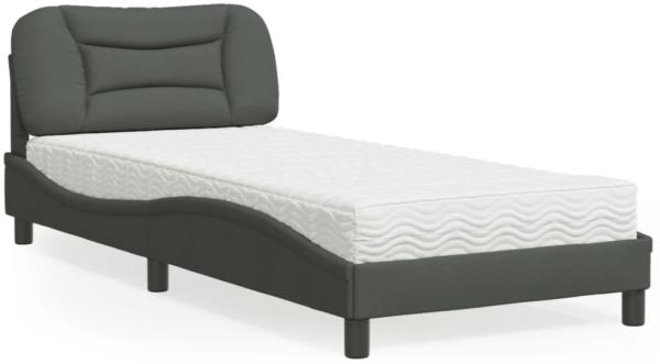 vidaXL Bett mit Matratze Dunkelgrau 80x200 cm Stoff