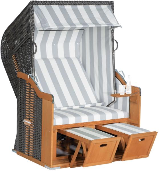 SunnySmart Garten-Strandkorb Rustikal 250 BASIC 2-Sitzer anthrazit/hellgrau PVC-Stoff