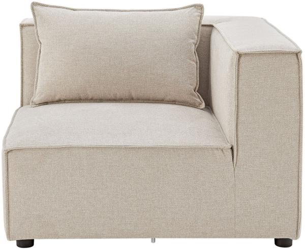 Juskys Ecksofa Rechts Domas - modulares Sofa in Stoff Beige - Wohnzimmer Couch mit Armlehne & Kissen - Modulsofa 130 kg belastbar - Wohnlandschaft