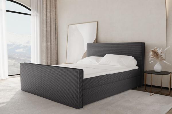 Boxspringbett Schlafzimmerbett CELES 140x200cm Stoff Poso Anthrazit