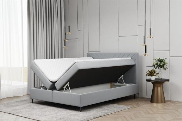 Boxspringbett Schlafzimmerbett BONITA 200x220cm in Stoff Matt Velvet Hellgrau Bild 2