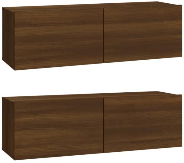 TV-Wandschränke 2 Stk. Braun Eiche 100x30x30 cm Holzwerkstoff Bild 2