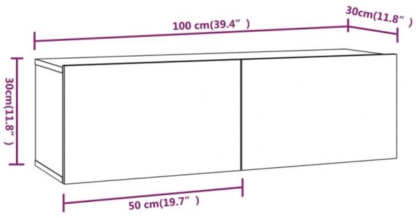 TV-Wandschränke 2 Stk. Braun Eiche 100x30x30 cm Holzwerkstoff Bild 9