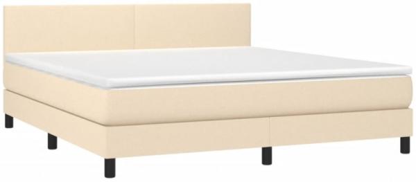 vidaXL Polsterbett mit Matratze & LED Creme 160x200 cm Stoff