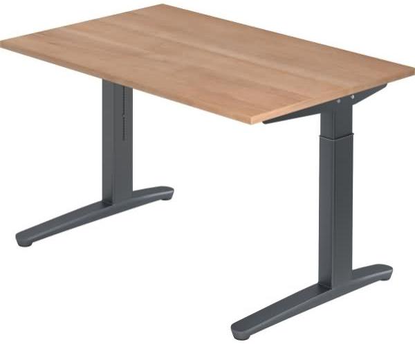 'XB12' Schreibtisch, C-Fuß, 120x80cm, Nussbaum / Graphit